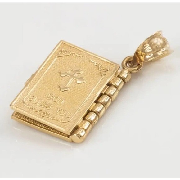 COPY - Holy Bible Necklace Serenity Prayer turnable pages Solid Metal Christian… - Picture 4 of 5